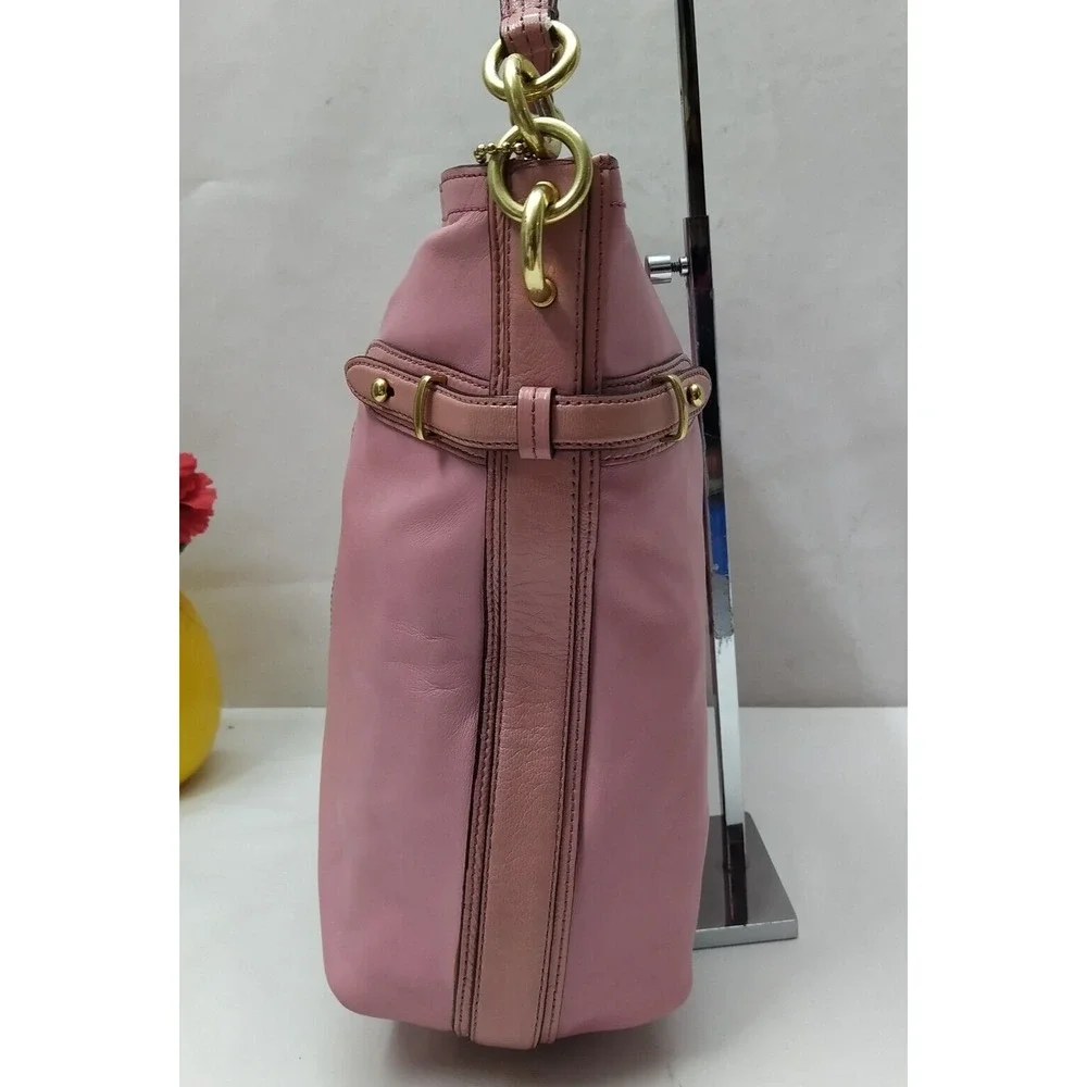 Coach Audrey Pink Leather Zipper Closure Hobo Shoulder bag